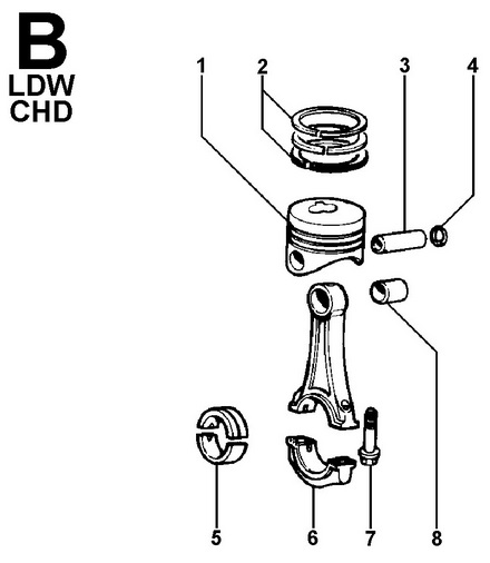 поршень поршневые кольца шатун вкладыши каталог Lombardini LDW 1503